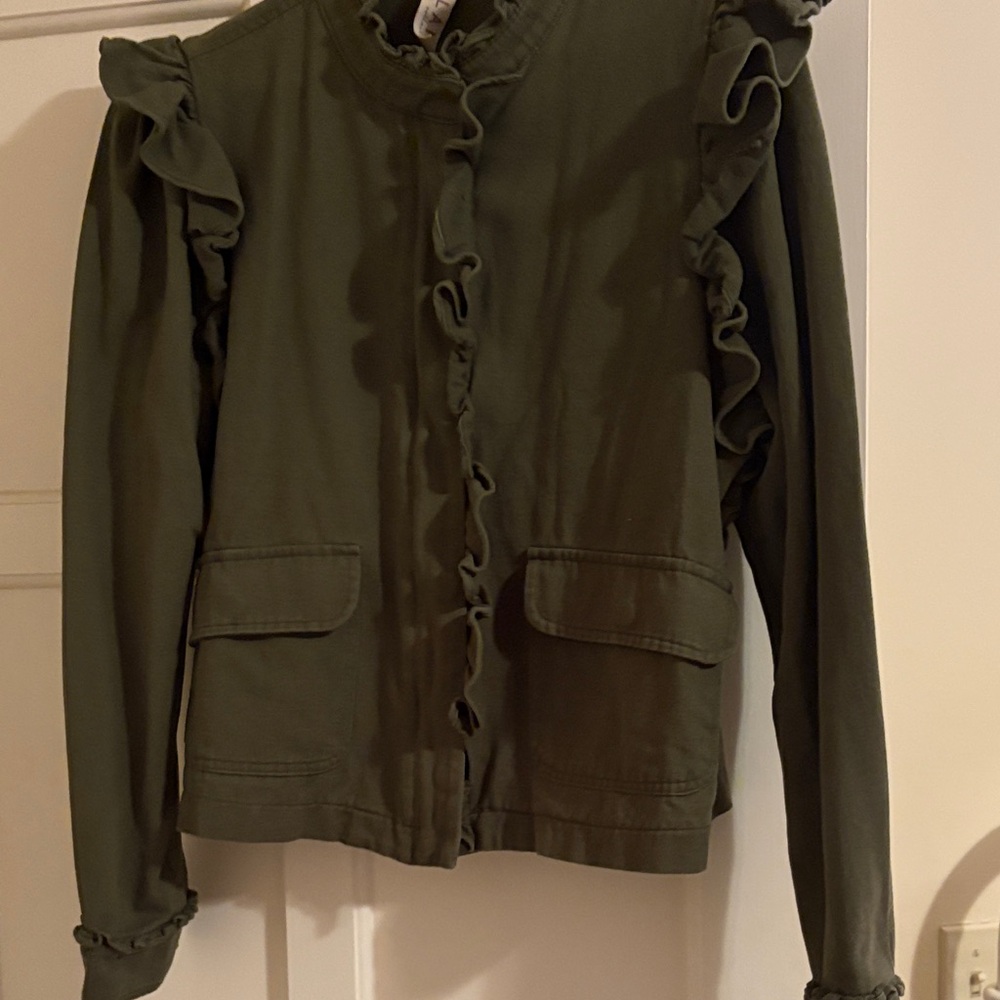 Dolan Dark Green Ruffle Utility Jacket - Picture 4 of 6